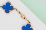 Vintage Alhambra 5 Motifs Bracelet - Agate & Yellow Gold - 17 CM