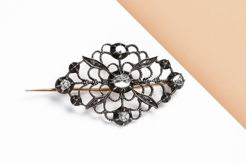 Silver & Yellow Gold Broche
