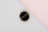 18 ct. Yellow Gold Brooch - Onyx - Diamonds