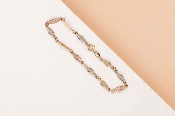 18 ct. White, Rose and Yellow Gold Bracelet - 19 CM