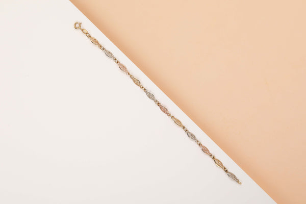 18 ct. White, Rose and Yellow Gold Bracelet - 19 CM