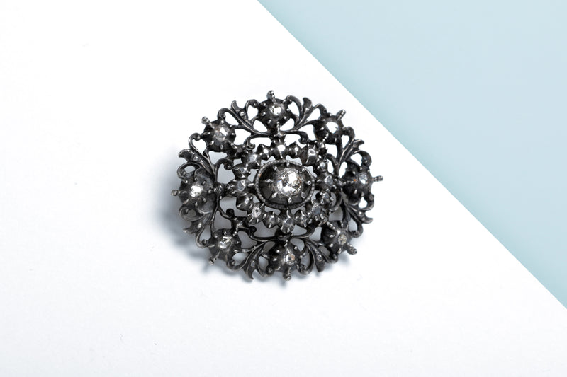 Antique Silver Brooch - Diamonds