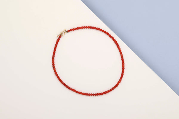 Blood Coral Necklace with 14 ct. Yellow Gold Clasp