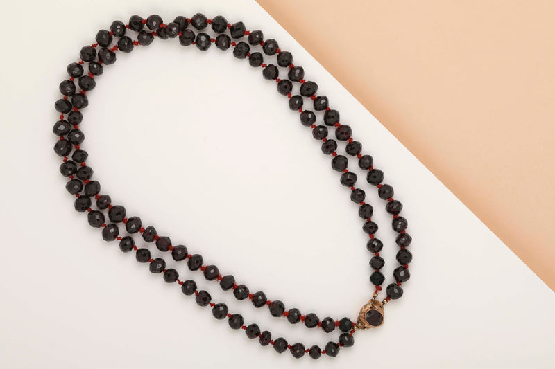 Necklace with 14ct. Rose Gold Clasp - Garnets