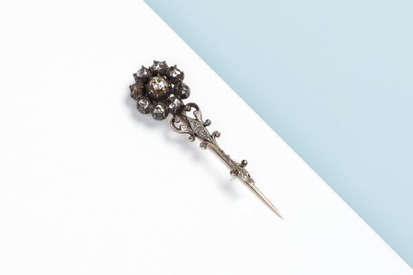 Silver Brooch - Rose Cut Diamonds