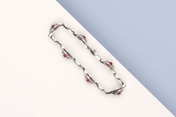 18 ct. White Gold Bracelet - Diamond - Ruby