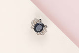 18 ct. White Gold Ring - Sapphire - Diamonds - Size 54