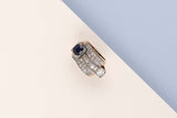 18 ct. Rose Gold Ring - Diamond - Sapphire - Size 53
