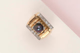18 ct. Pink Gold Ring - Diamonds - Pearl