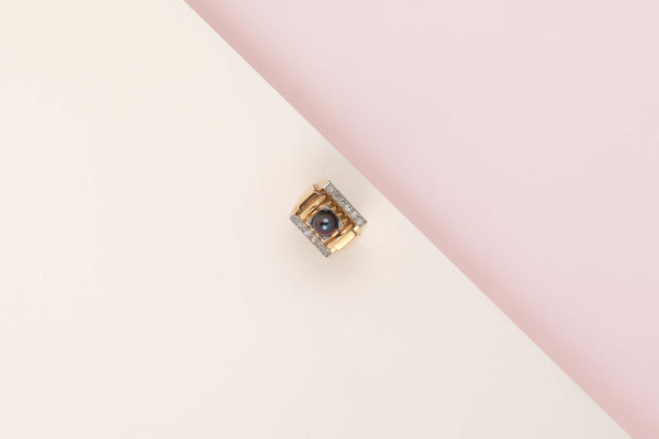 18 ct. Pink Gold Ring - Diamonds - Pearl