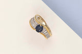 18 ct. White & Yellow Gold Ring - Sapphire - Diamonds - Size 49