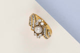 18 ct. Yellow Gold Ring - Diamonds - Pearl