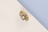 18 ct. Yellow Gold Ring - Diamonds - Pearl