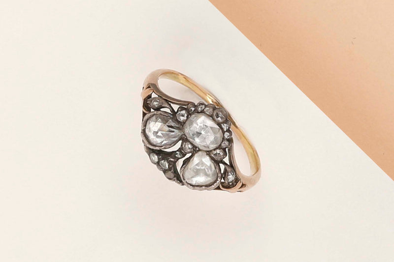 14 ct. Rose Gold Ring - Old Cut Diamonds