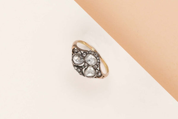 14 ct. Rose Gold Ring - Old Cut Diamonds