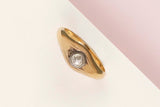 14 ct. Yellow Gold Ring - Rose Cut Diamonds - Size 53