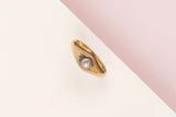 14 ct. Yellow Gold Ring - Rose Cut Diamonds - Size 53