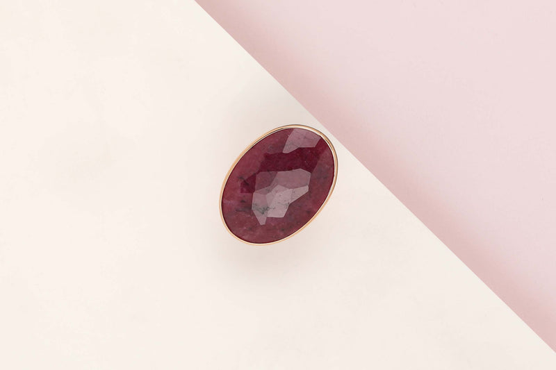 18 ct. Rose Gold Ring - Ruby - Size 54