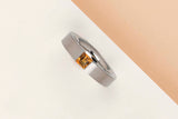 Steel Ring with Orange Colour Gem