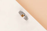 Steel Ring with Orange Colour Gem