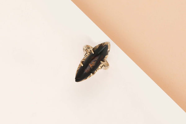 14 ct. Yellow Gold Ring - Wood - Size 57