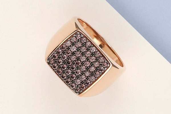 18 ct. Rose Gold Ring - Zirconia - Size 50