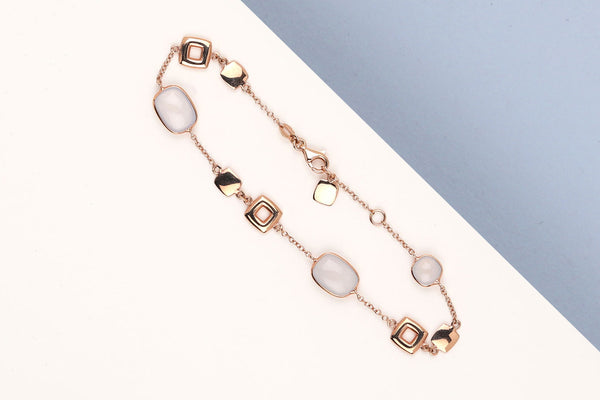 18 ct. Rose Gold Bracelet - Aquamarine - 19 cm