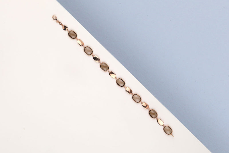 18 ct. Rose Gold Bracelet - Smokey Quartz - 18 cm