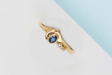 18ct. Yellow Gold Ring With Sapphire and Diamonds - Size 58