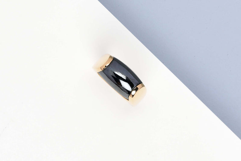 Tronchetto Ring - Yellow Gold & Hematite - Size 52