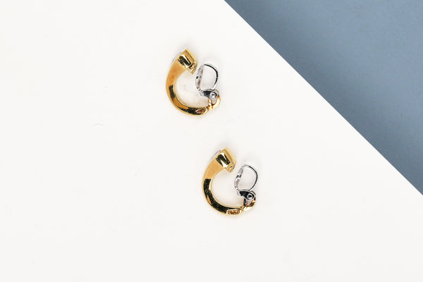 18ct. Yellow and White Gold Earrings with Diamond