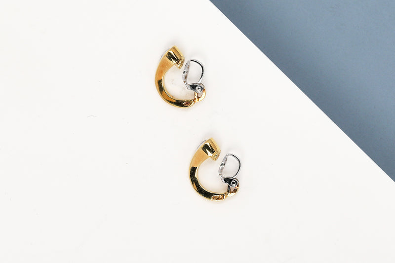 18ct. Yellow and White Gold Earrings with Diamond