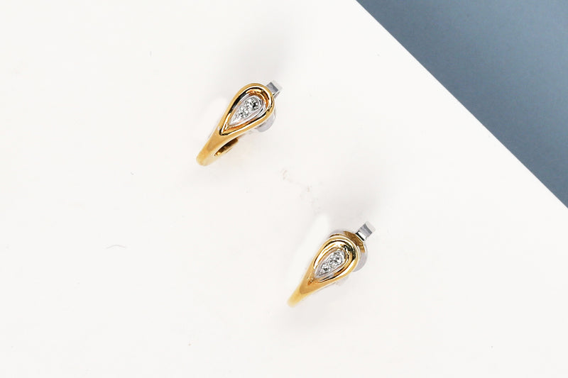 18ct. Yellow and White Gold Earrings with Diamond