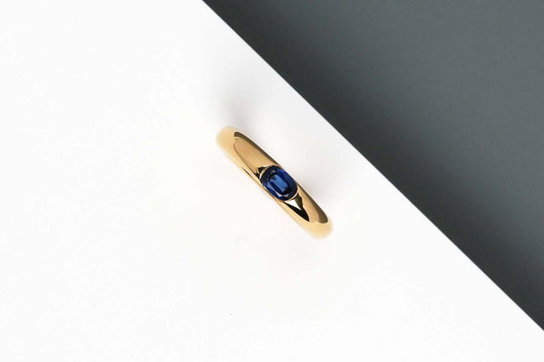 Ellipse Ring - Yellow Gold - Sapphire - Size 53 - B