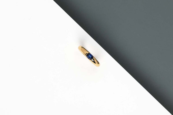 Ellipse Ring - Yellow Gold - Sapphire - Size 53 - B