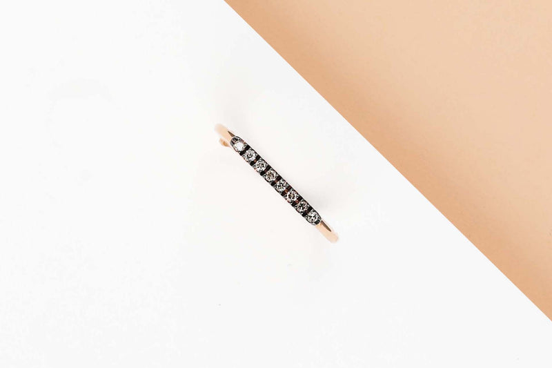 Rose Gold Ring - Brown Diamonds - Size 54