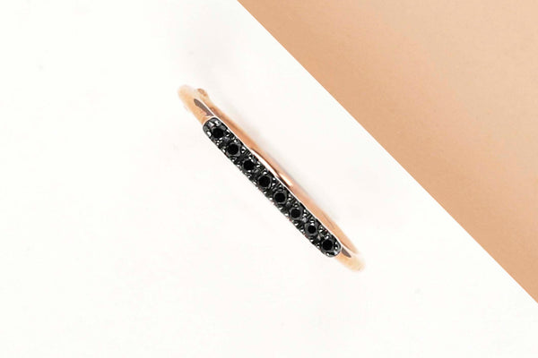 Rose Gold Ring - Black Diamonds - Size 53