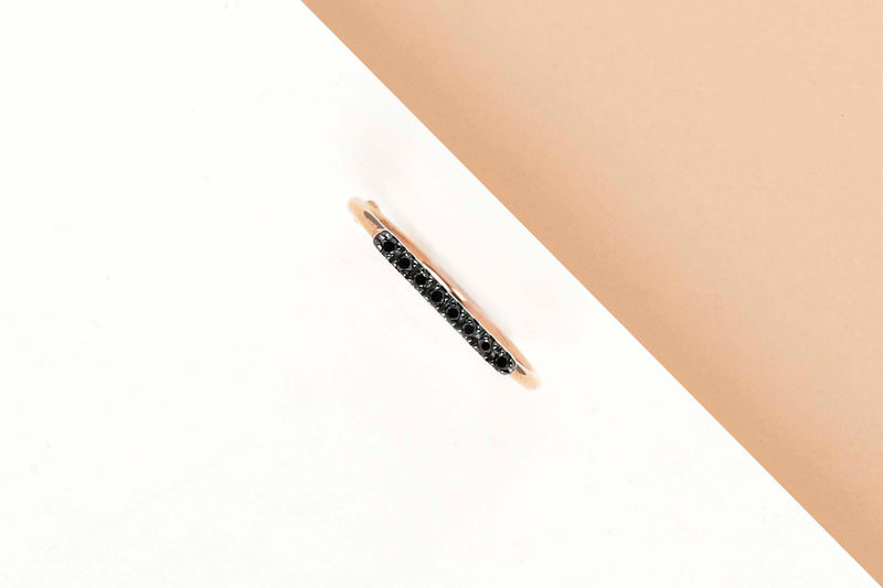 Rose Gold Ring - Black Diamonds - Size 53