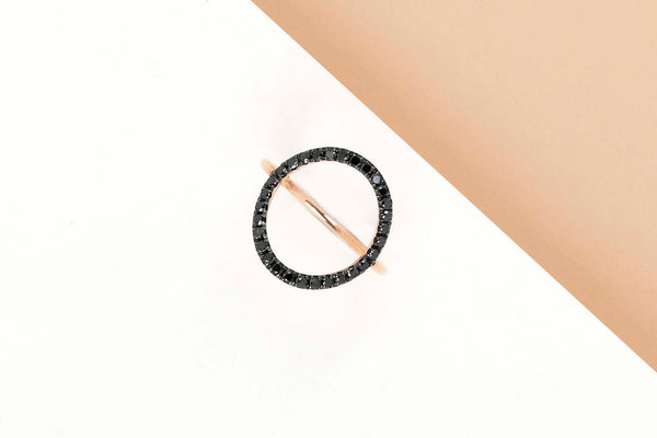 Rose Gold Ring - Black Diamonds