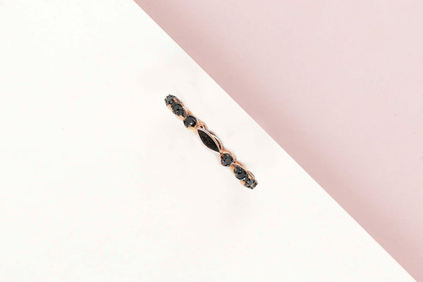 Rose Gold Ring - Black Diamonds