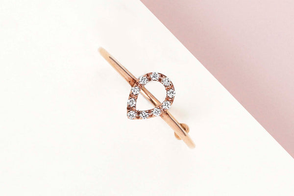 Rose Gold Ring - Diamonds - Size 54