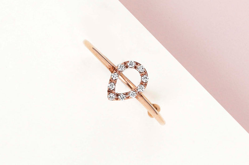 Rose Gold Ring - Diamonds - Size 54