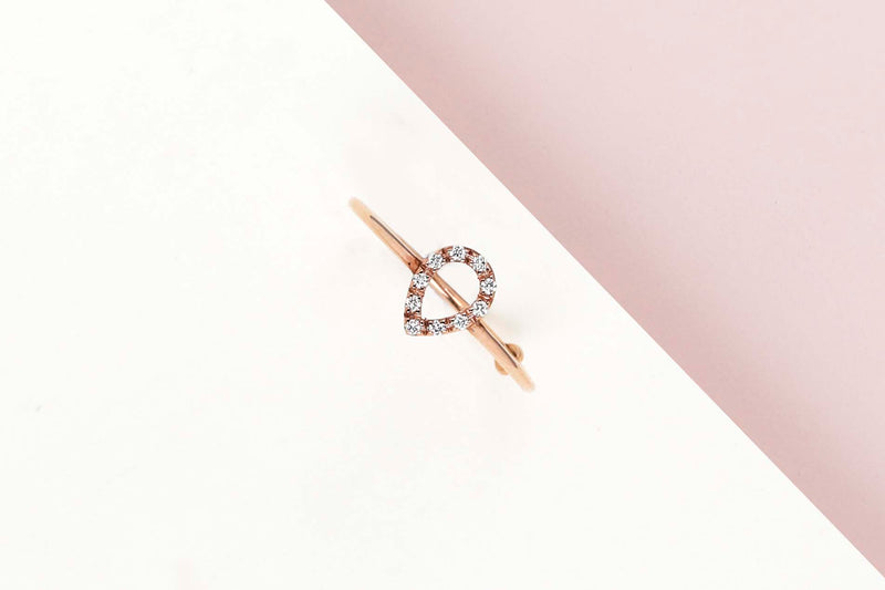 Rose Gold Ring - Diamonds - Size 54