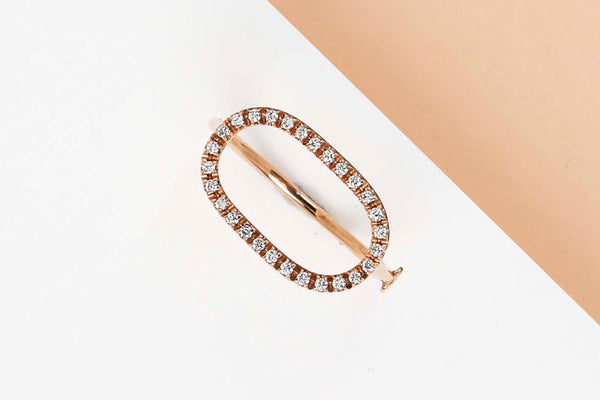 Rose Gold Ring - Diamonds - Size 54