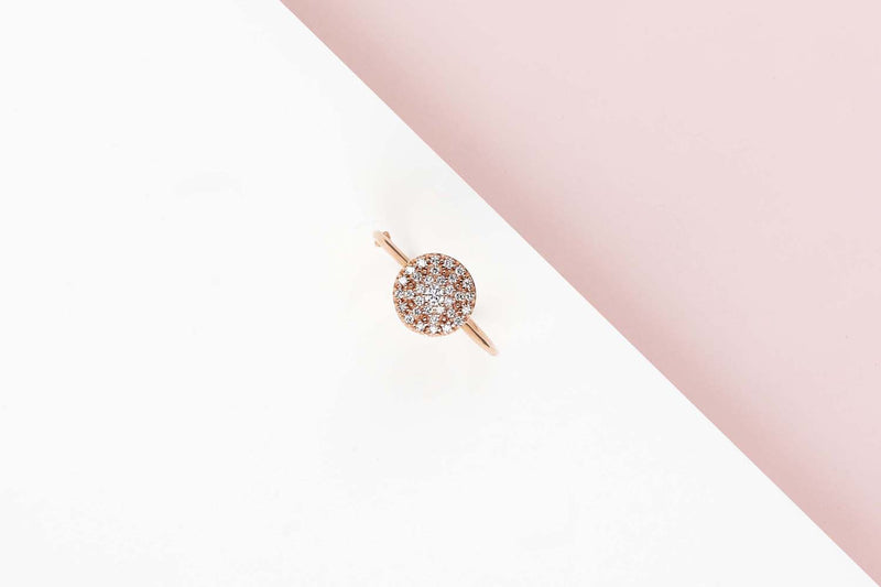 Rose Gold Ring - Diamonds - Size 53