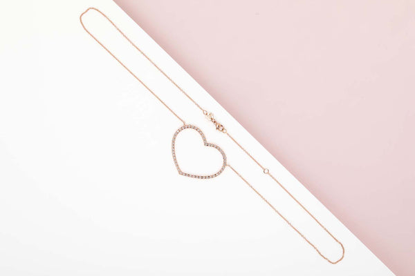 Rose Gold Necklace - Diamonds - 36 CM