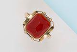 14 ct. Yellow Gold Ring - Carnelian - Size 60