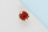 14 ct. Yellow Gold Ring - Carnelian - Size 60
