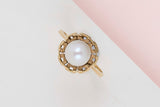 18 ct. Yellow Gold Ring - Pearl - Size 52
