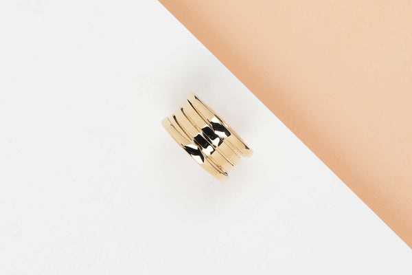 B.ZERO 1 FOUR BAND RING - SIZE 51 - YELLOW GOLD - B